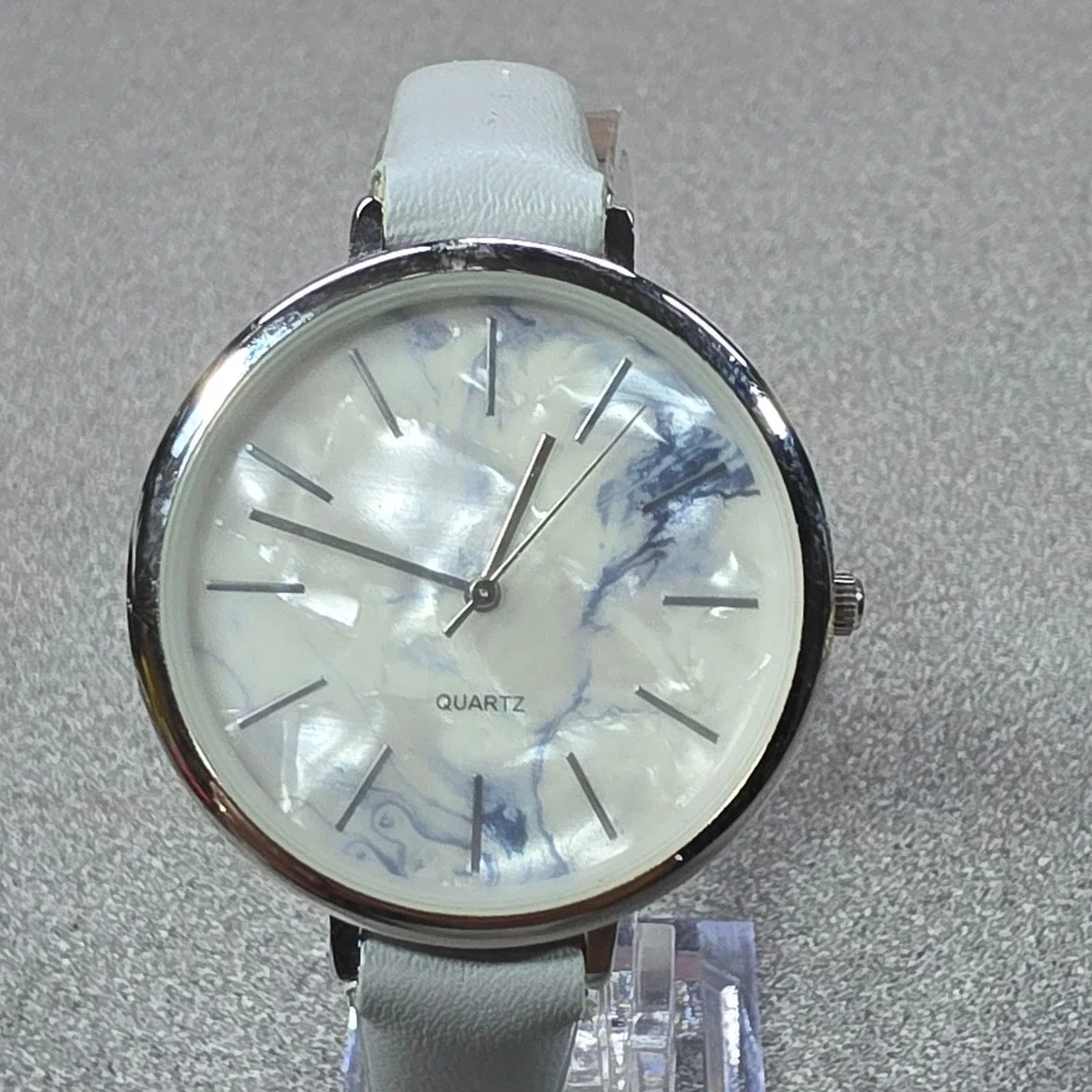 Charming Quartz Watch Womens OS Light Blue Good Marble Face PT6657-SILBLU